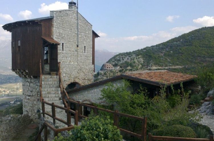 View from inside the castle and its east side tower; credit: Albanopedia.