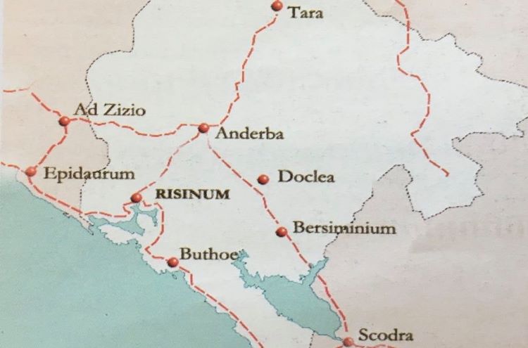 Map of the main roads crossing Rhizon/Risinum. Credit: A .Baçe.