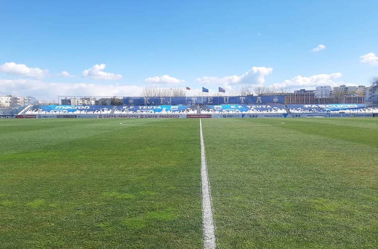 The fan stand at Niko Dovana stadium.