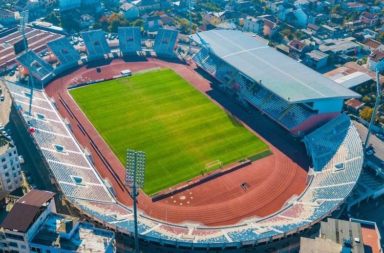 Aerial view of Loro Boriçi stadium