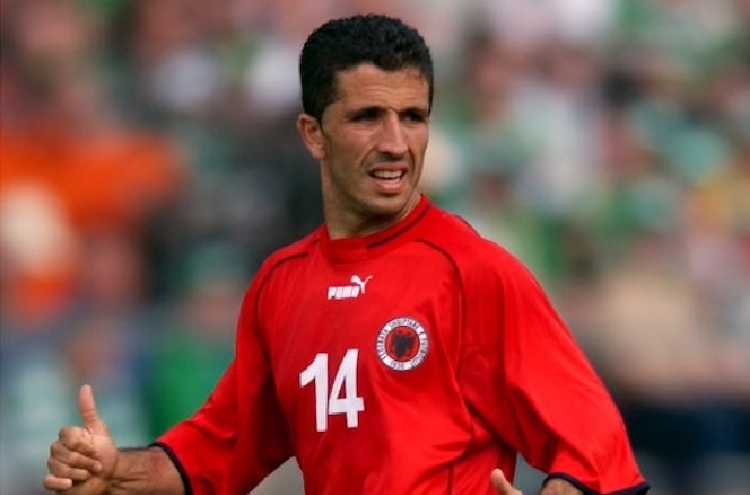 Altin Lala playing for the Albanian National Men's Teams.