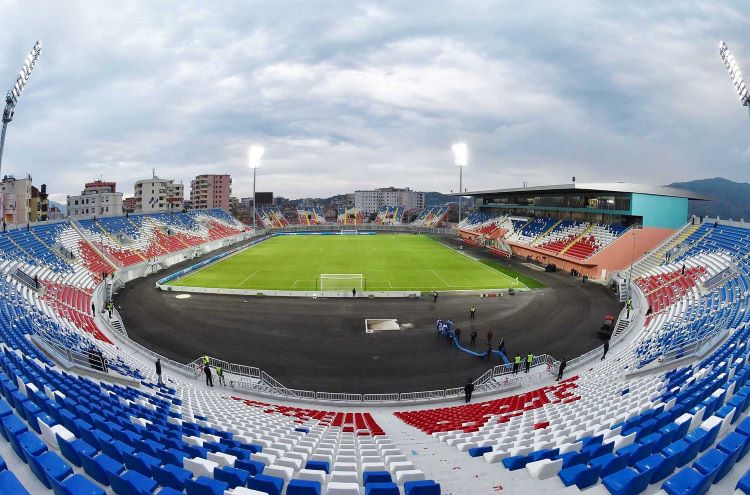 Loro Boriçi stadium photo captured from the behind the post stand