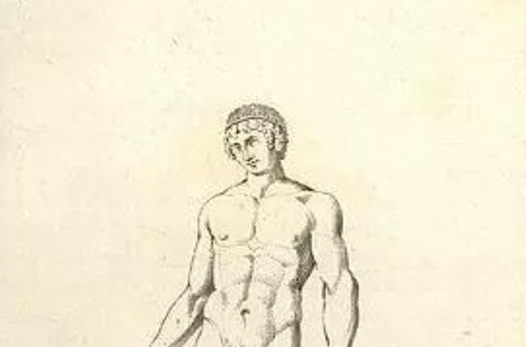 Young hero in a diadem (Giovine eroe diademato), commonly known as Ptolemy of Epirus. Copperplate engraving after an illustration by L. Agricola from Pietro Paolo Montagnani. 1820. The Capitoline Museum, Rome.